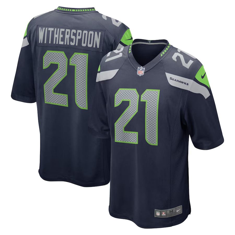 Men Seattle Seahawks 21 Devon Witherspoon Nike College Navy 2023 NFL Draft First Round Pick Game Jersey
